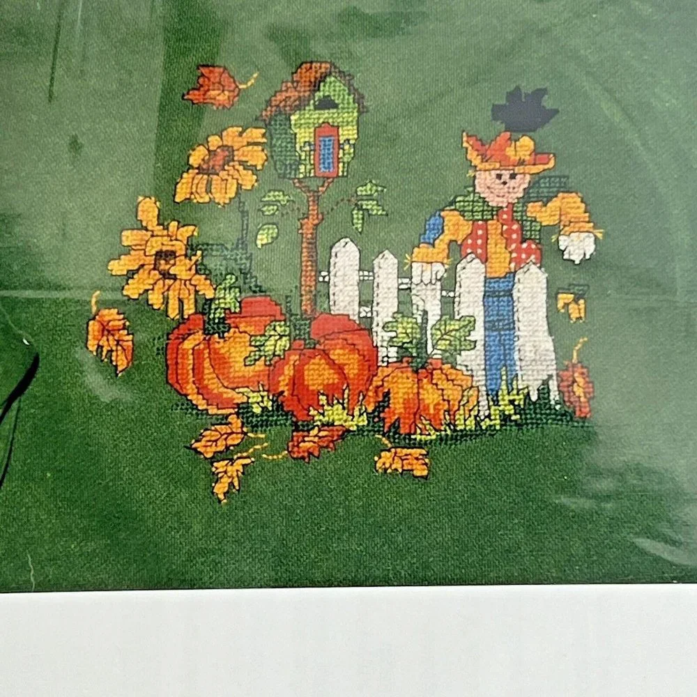 2 New Candamar Designs Cross Stitch Kit Indians and Pumpkins Scarecrow Halloween